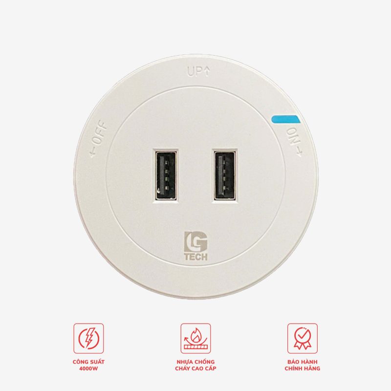 Ổ ray 2 cổng USB sạc nhanh LG-GD15-04